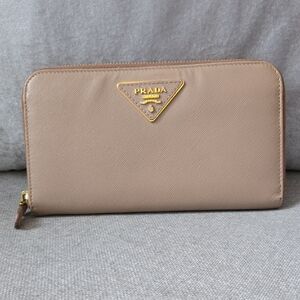 Prada Beige Wallet with Gold Logo